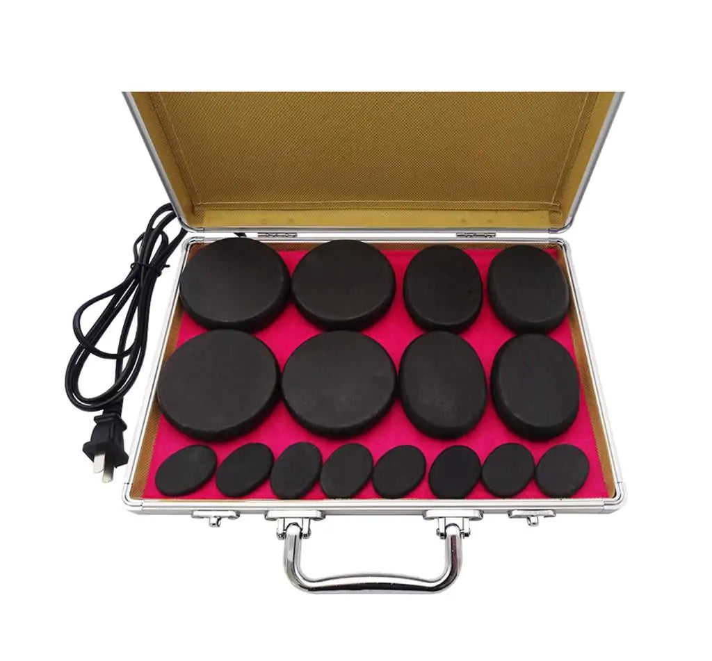16pce Spa Energy Hot Stone Set – Silver Case