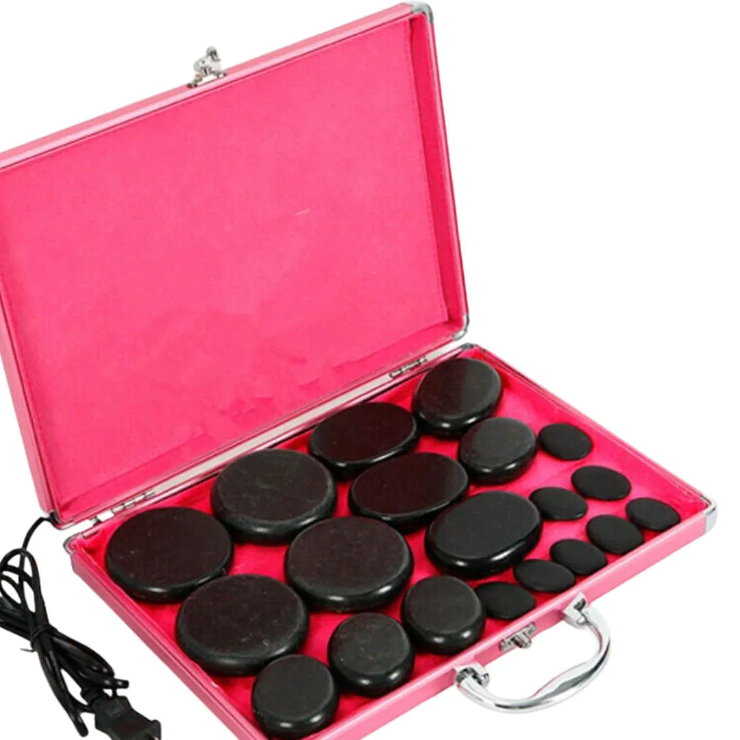 20pce Spa Energy Hot Stone Set – Limited Edition Pink Case
